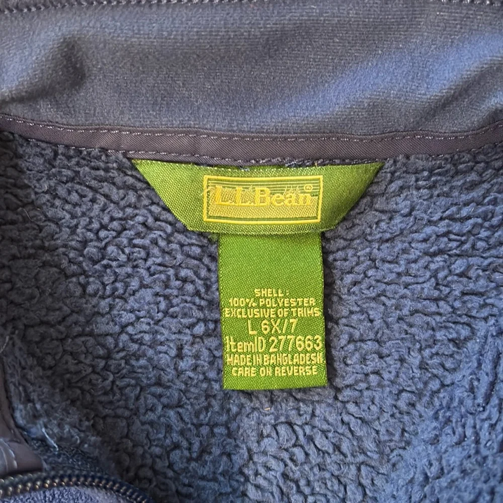 LL Bean Kids 6X/7 Blue Fleece Zip Up Front Lightweight Jacket